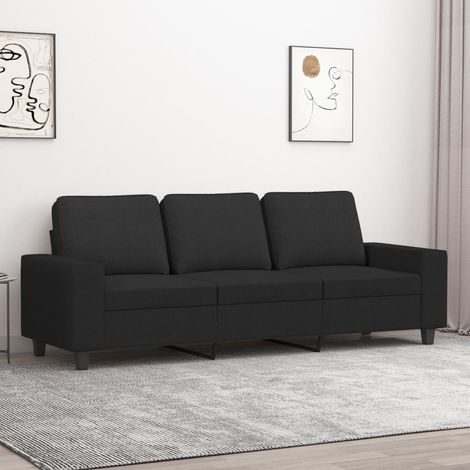 vidaXL Divano a 3 Posti Nero 180 cm in Tessuto