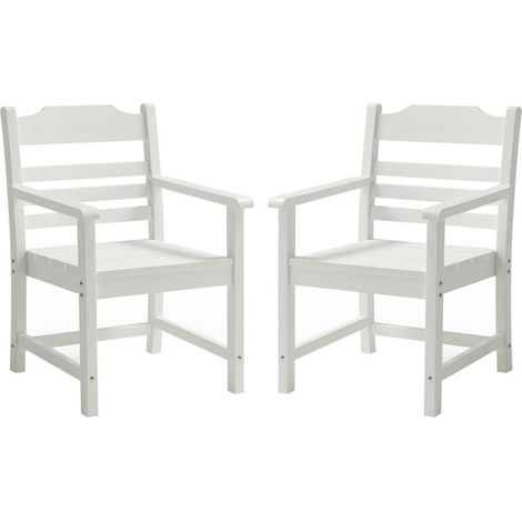 Set aus 2 Terrassen-Esszimmerstühlen mit Armlehnen, reinweiß mit HIPS-Holzoptik-Polsterung (1/5)
