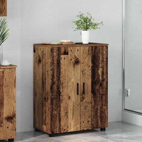 Badezimmerschrank mit Speicher mit Tür Altholz 60 x 35 x 80 cm