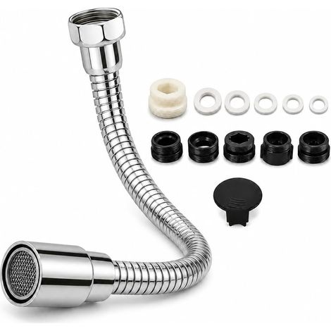 Rallonge Robinet Cuisine Flexible 30 cm en Acier Inoxydable 304, Extension Orientable pour Lavabo et Évier, Adaptateur Universel Antifuite pour Cuisine, Salle de Bain et Nettoyage Quotidien (1/5)