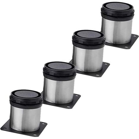 4 Pieds Réglables 50 mm De Hauteur Épaissir Les Pieds d'armoire Pieds de Table Pieds de Meubles, Acier Inoxydable brossé, Hauteur réglable 0-15 mm Venez avec des vis en Acier Inoxydable (1/5)