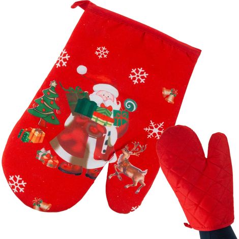 TG76545 GUANTO DA FORNO A TEMA NATALIZIO ZAMPA DI NATALE