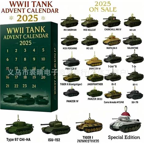 New WWII TANK ADVENT CALENDAR 2025 - WWII Tank Advent Calendar Pendant Box