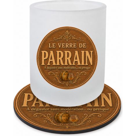 Verre de Parrain 280 ml avec Sous-Verre Assorti (1/4)