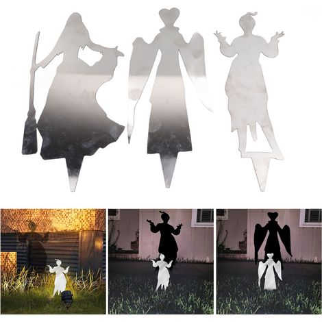 【Letrero de Halloween】Silueta de bruja, paquete de 3, letreros de hierro para uso exterior, decoración para festivales y fiestas en casa. (1/5)