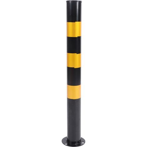 29.5-inch high and 3-inch diameter safety post, cold-rolled steel parking barrier pipe, black and yellow (1/5)