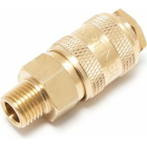 Connettore pneumatico con valvola de filettatura esterna 1/4" (ottone)