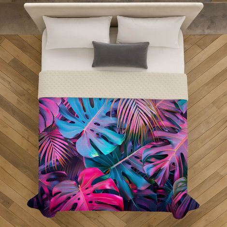 Copriletto Trapuntato Matrimoniale Stone Washed 250x250 cm in Microfibra Anallergica 120 gr/mq Trapuntino Leggero Primaverile Estivo Morbido e Resistente Dis8