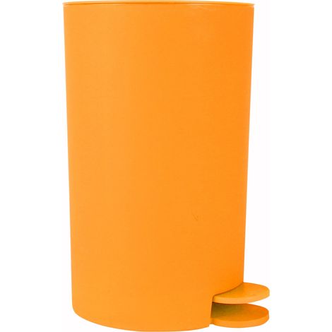 MSV - Pattumiera Cosmetica Modello Osaki - 3 Litri, Coperchio, Pattumiera a Pedale per Bagno, Compatta, Spazi Ridotti, con Contenitore Interno Rimovibile, Arancione