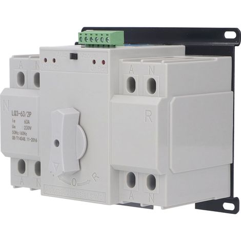 Commutateur de transfert automatique AC230V 63A 2P, commutateur d'alimentation double adapté aux équipements électriques (1/5)
