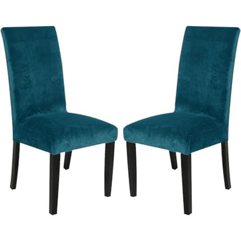 Lot de 2 housses de chaise en velours bleu foncé, robustes, amovibles, lavables et réutilisables – Pour salle à manger, banquet, décoration d'intérieur (bleu foncé) (1/5)