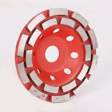 Pair Disque diamant 180 x 22,2 mm double rangée – Meule diamantée béton, pierre, granit – Grain 40/50 pour meulage intensif (1/5)