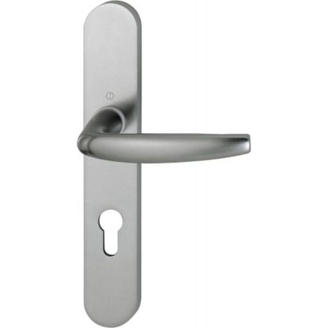 Ensemble sur grande plaque en aluminium anodisé blanc RAL 9010 carré 7 mm Entraxe 70 Ép. porte 68 -77 - ATLANTA - Clé I - HOPPE