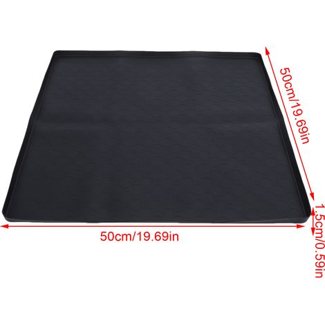 Ortviai Tapis en silicone antidérapant pour mini-réfrigérateur – 50 x 50 cm, bord relevé, noir (1/4)