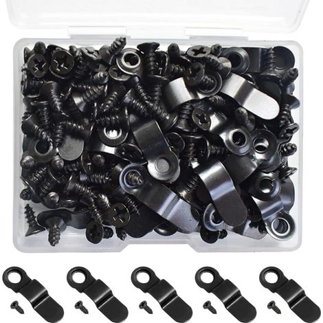 Clips de Fixation Vis en Fer Noir Lot de 100 Boutons Tournants Compacts et Résistants, pour Accrocher Tableaux et Œuvres Murales pour Cadre Photo (1/5)