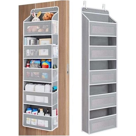 Sac de rangement suspendu derrière la porte. sac de rangement pour chaussettes suspendues non tissées avec 5 poches. peut contenir jusqu'à 44 livres (1/4)