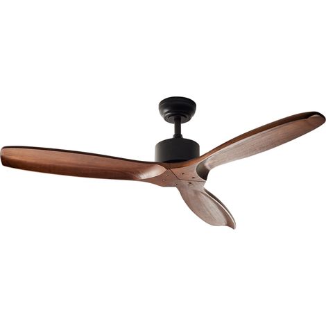 Ventilador de techo rústico de madera maciza con mando a distancia 5 opciones de velocidad marrón oscuro Arani