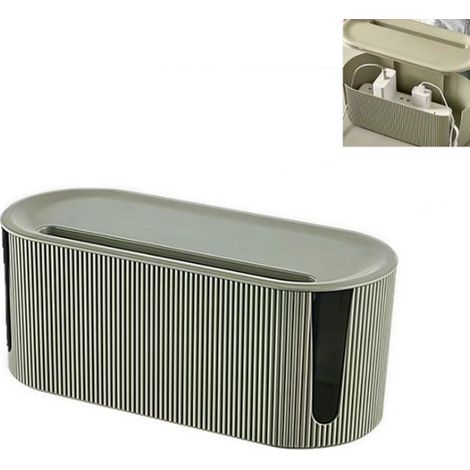 Boîte de rangement pour multiprise de bureau - 31 x 13,5 x 12,5 cm - plastique - vert (1/4)