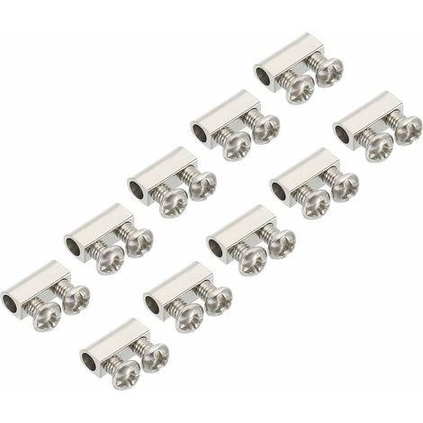 10 clip per fune metallica 4x5 mm, 10 pezzi di morsetti per cavi in acciaio, 5,5 mm, doppio foro, fermacavo, clip con viti per fune metallica