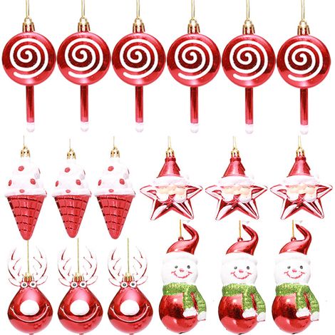 18-teiliges Weihnachtsdekorationsset mit Süßigkeitenmotiv, Lutscher oder