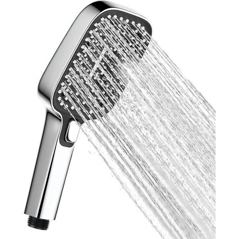 3 Spray Modes, Silver Shower Head, High Pressure Shower Head, Bathroom Shower Head, Handheld Shower, Square Shower Head, Water Saving Shower Head