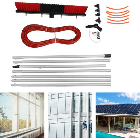 Kit de Polonais de Nettoyage Pro avec Lance d'eau 7m + Brosse 50cm Titanium, Extensible Léger (1/5)