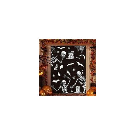 Dekorative Skelett-Aufkleber für Halloween-Schaufenster, wiederverwendbare Aufkleber, PVC-Horror-Aufkleber, abnehmbare Schaufensteraufkleber (3).-Crezuo