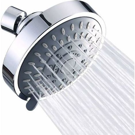 Hochdruck-Duschkopf, fester Duschkopf mit 5 Strahlarten und verstellbarem Kugelgelenk aus Metall (1/5)