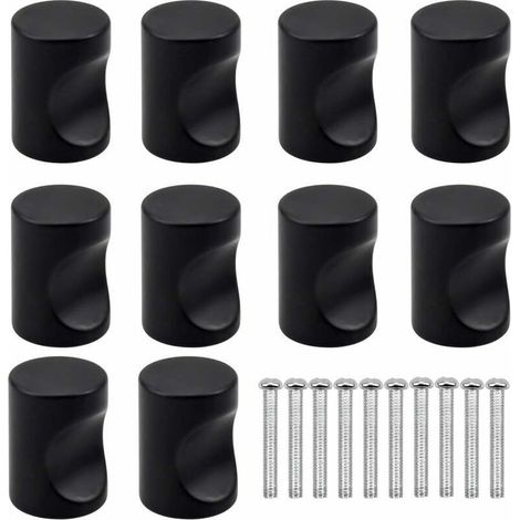 10PCS Noir Poignée de Porte de Tiroir, Bouton de Meuble, Boutons de Tiroir à Trou Rond Unique, Boutons de Porte Modernes, Poignées de Meubles pour Placard Armoire Cuisine, Chambre d'Enfants-Crezuo (1/4)
