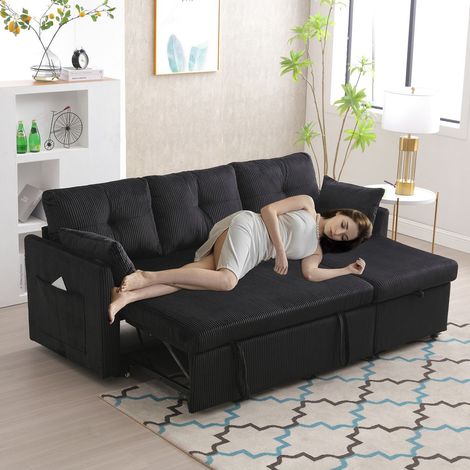 Canapé-Lit Lit coulissant Rangement intégré Chaise longue interchangeable Configuration en L modulable Assises avec rangement (1/5)