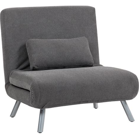 Sofá cama plegable de 1 plaza tapizado en chenilla con respaldo ajustable en 5 posiciones, 80x75x83 cm, color negro (1/5)