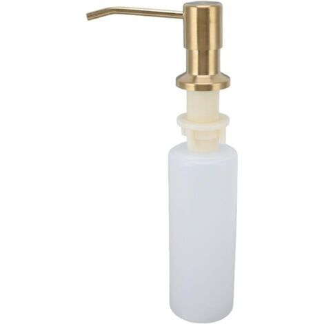 Distributeur de savon pour évier de cuisine, 350 ml, en acier inoxydable, rechargeable, avec pompe rotative à 360° (doré) (1/5)