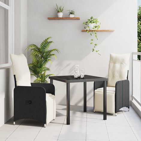 Ensemble de salle à manger pour jardin 3 pcs-Salon de jardin Noir polyrotin 669463 (1/5)