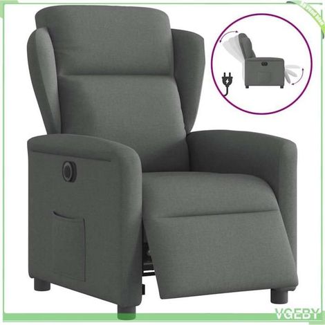 Fauteuil inclinable électrique - FAF7291712427220 - Gris foncé tissu - Inclinaison 135° - Cadre bois & métal (1/5)