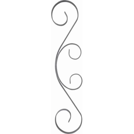 Volute double en C - Hauteur 500mm Largeur 100mm Plat 12x3mm - Fer forgé - À souder - DECO FER FORGE