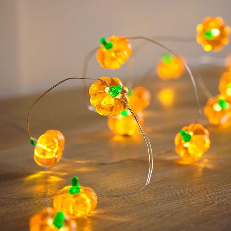 CCYKXA2pcs  Guirlande Lumineuse de Citrouilles à 20 Micro LED Blanc Chaud à Piles avec Minuterie Décoration d’Automne d'Halloween pour Intérieur (1/5)