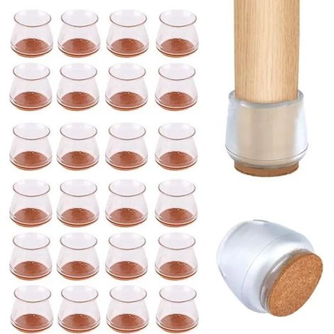 Protections pour pieds de chaise ZGEER - Lot de 24 - Silicone transparent - Réutilisables - 18-30 mm (1/4)
