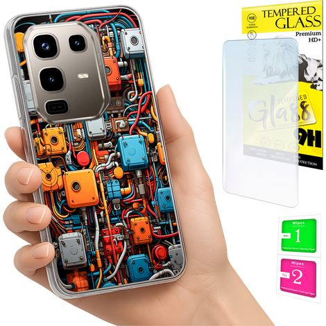 Custodia per Infinix Note 50 Pro 4G, cover posteriore con vetro 9H. (1/5)