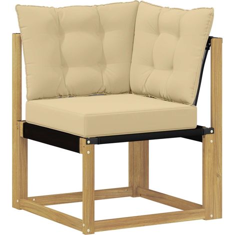 Outdoor Ecksofa Massivholz Akazie und Textilene Stoff Weiß vidaXL