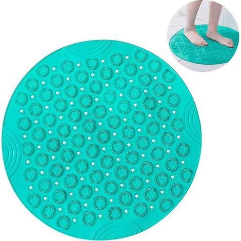 PVC Tapis de Bain de Massage Rond Tapis Douche Antidérapant Tapis de Salle de Bain Antibactérien Tapis de Douche Lavable en Machine Tapis de Baignoire avec Trous de Drainage et Ventouses,55x55cm,vert