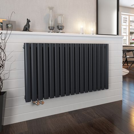EMKE Radiateur eau chaude en acier Tube Rond Radiateur Mural Double Couche 1828W Anthracite 60x120cm