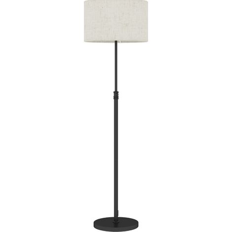 Lampadaire 40x40x133-168 cm métal noir, abat-jour tissu réglable pour salon – MEUBLIV (1/5)