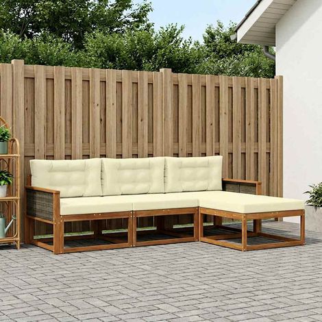 vidaXL Outdoor-Sofagarnitur mit Kissen 4 pcs Natur und Creme (1/5)