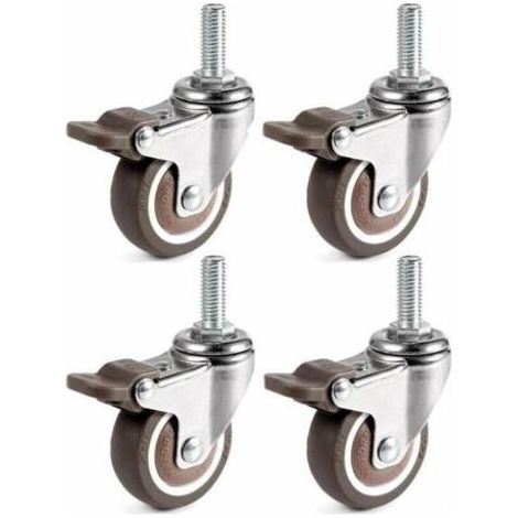4 Pièces Roues Pivotantes, 25mm M6 x 15mm Pole Roulettes de Meubles pour Chariots (1/4)