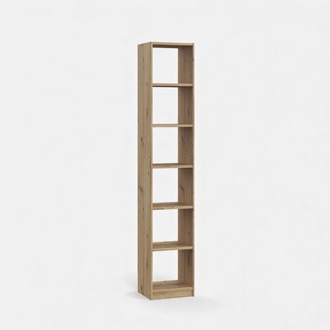 Libreria alta 5 ripiani a giorno in rovere artisan 40x220 Candlekeep