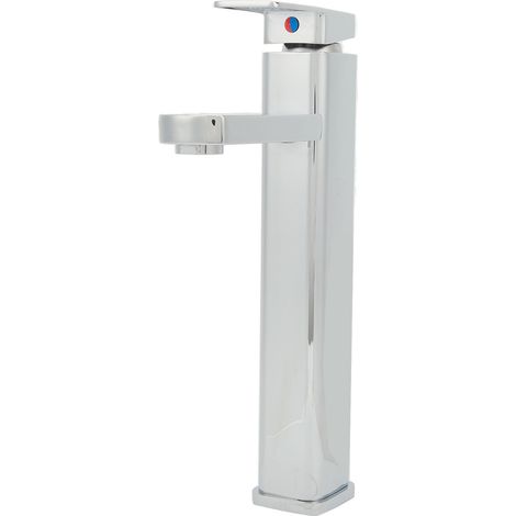 Robinet de lavabo carré, eau chaude et froide, acier inoxydable chromé, installation monotrou (1/5)