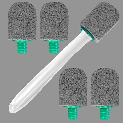 Toilettenbürste aus Bimsstein, 5 Ersatzpads mit wiederverwendbarem Griff, für Toiletten und Waschbecken (1/5)