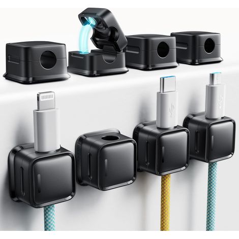 Lntyq Kabelclips-Schreibtisch-Organizer, 6er-Pack magnetischer Kabel-Organizer für den Schreibtisch, stark klebender Kabel-Ladehalter für den Nachttisch, Küchenutensilien (1/4)