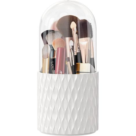 360° Rangement Pinceaux Maquillage avec Couvercle, Boite Rangement Maquillage Organisateur Makeup Organizer Présentoir Cosmétique pour Pinceau, Rouge à Lèvres, Eye-liner, 11 x 23cm-DOU