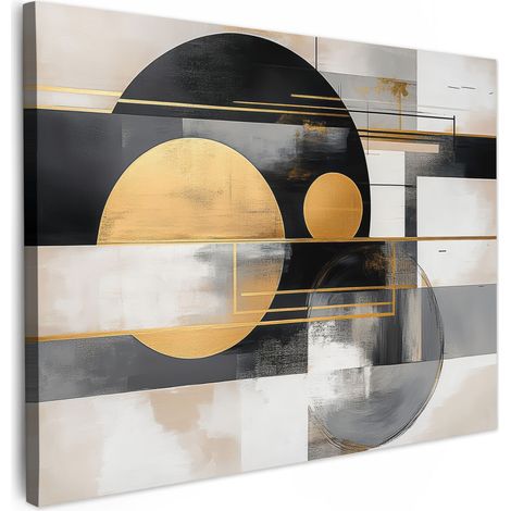 TABLEAU SUR TOILE Abstrait - Or - Argent - Formes - Esthétique - Moderne Décoration Murale 40x30 cm